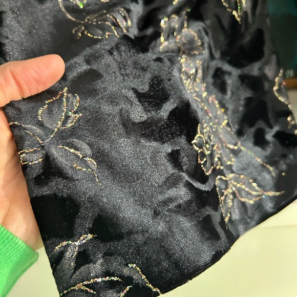 Vintage 90s Tradition black Velvet Jacket Floral Gold Sparkle Asian Cocktail 14 - Picture 7 of 16